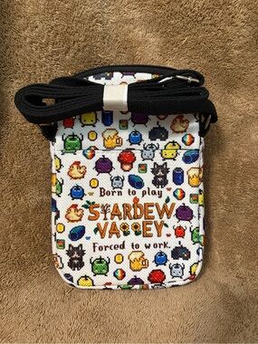 Stardew Valley Kids Crossbody Bag - White Pixel Character Print